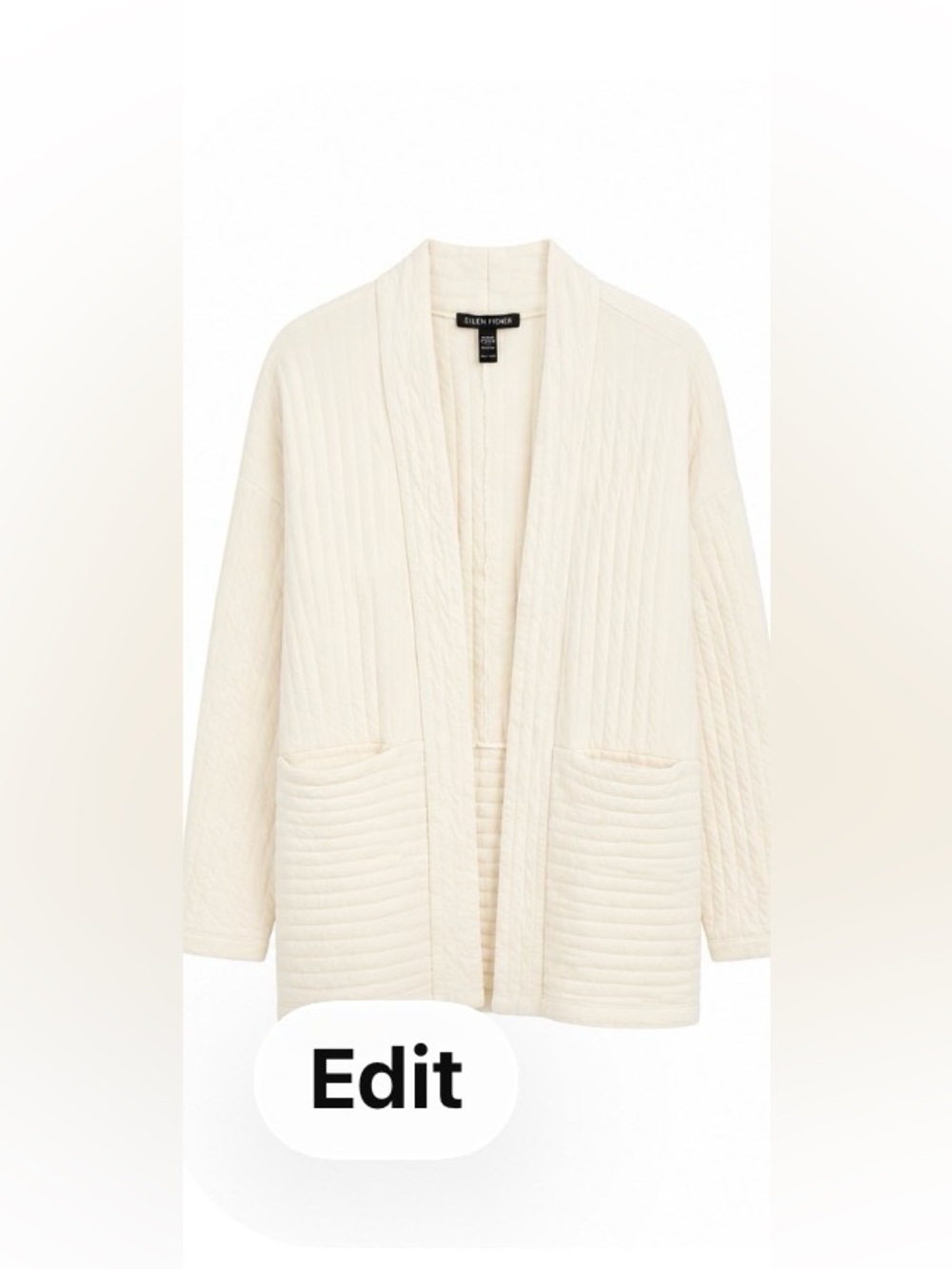 Eileen Fisher Organic Cotton Quilted Open Front Cardigan XXS - Picture 3 of 5